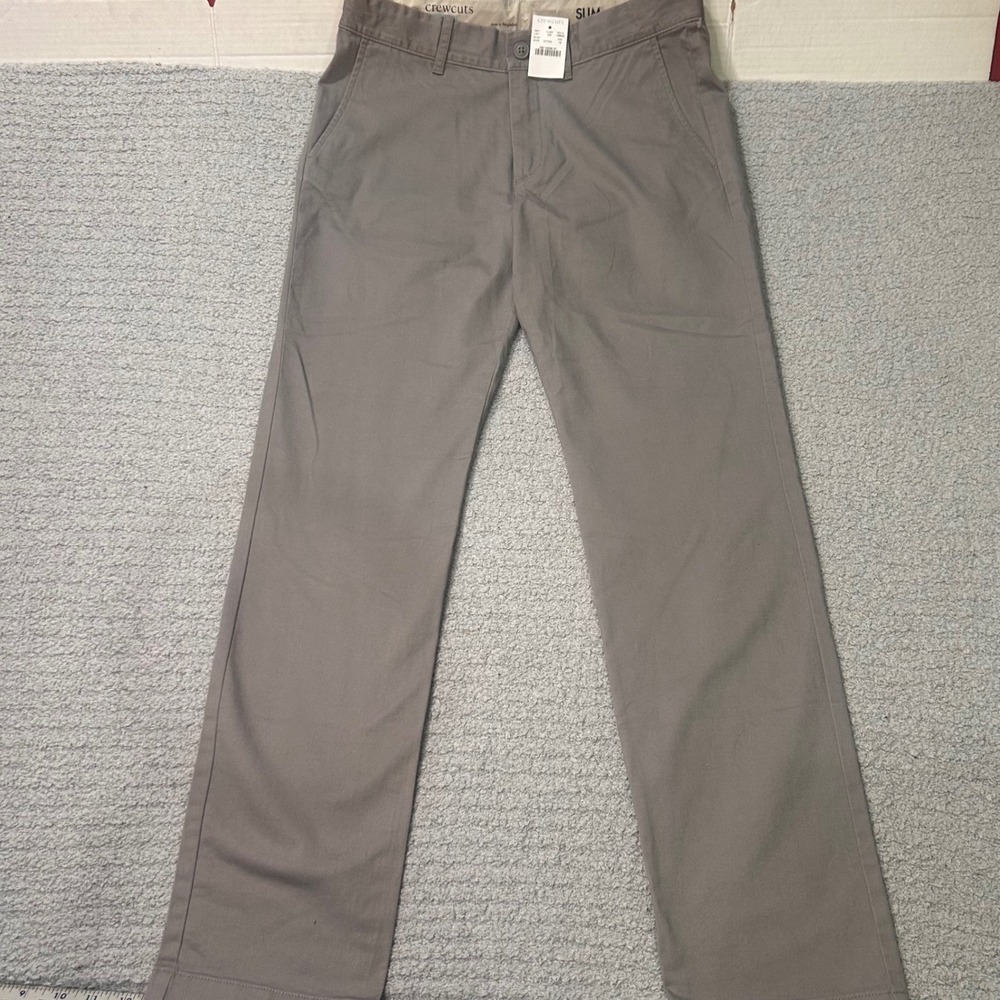 Crewcuts Chino Pants Everyday Stretch Slim‎ 16 Grey Boys School Preppy Classic
